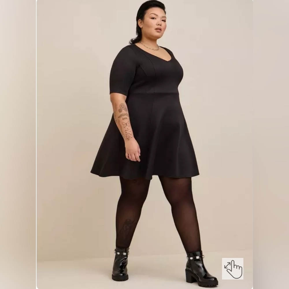 Torrid Fluted Fit & Flare Mini Dress - Scuba Black Size 0